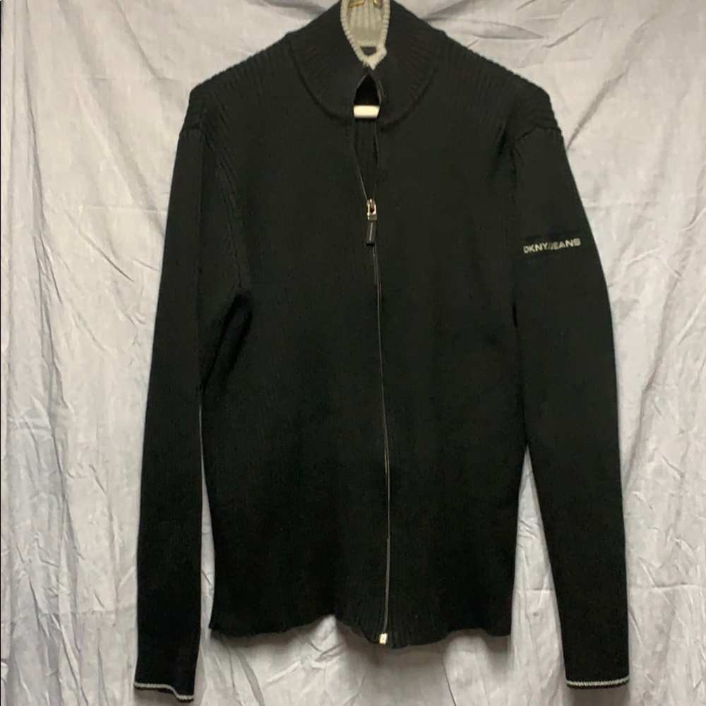 DKNY full zip black sweater